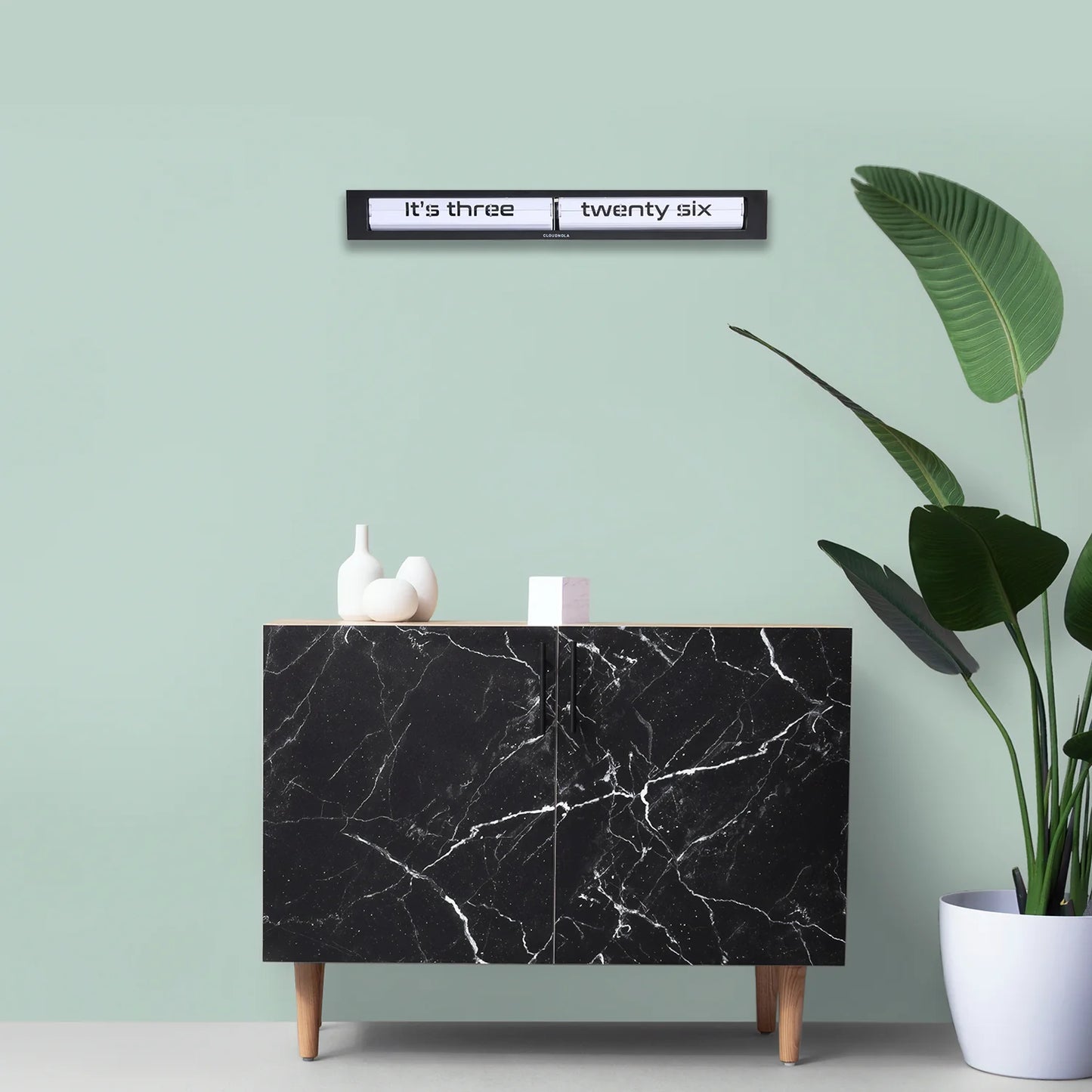 Texttime Black - Flip Clock - Floating Shelf Clock - Luxury Text-Display Timepiece