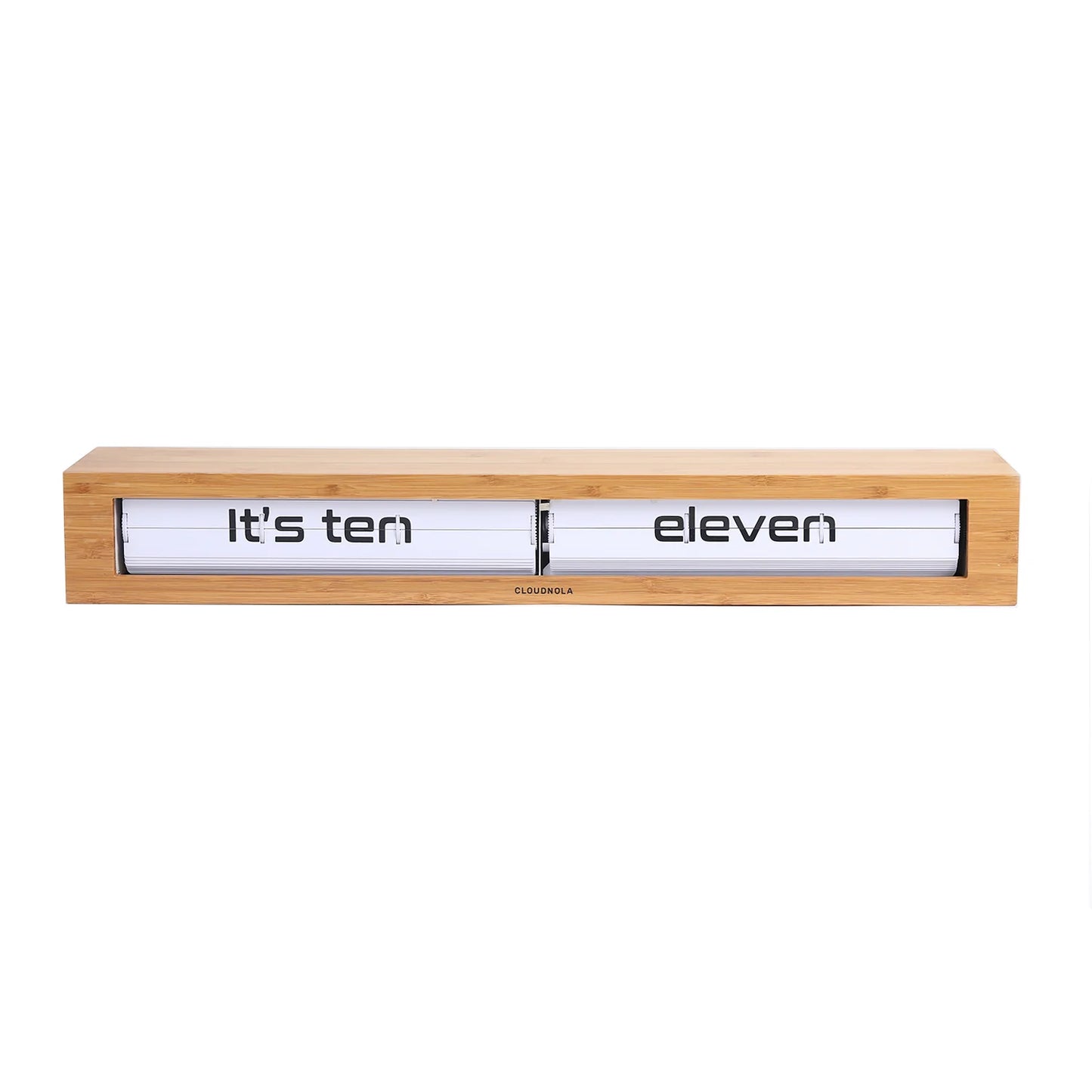 Texttime Bamboo - Flip Clock - Floating Shelf Clock - Luxury Text-Display Timepiece