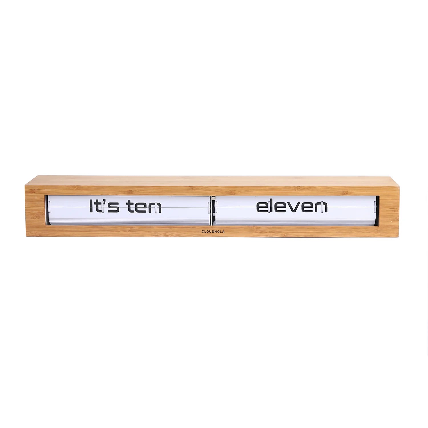Texttime Bamboo - Flip Clock - Floating Shelf Clock - Luxury Text-Display Timepiece