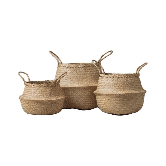 Foldable Seagrass Woven Storage Basket