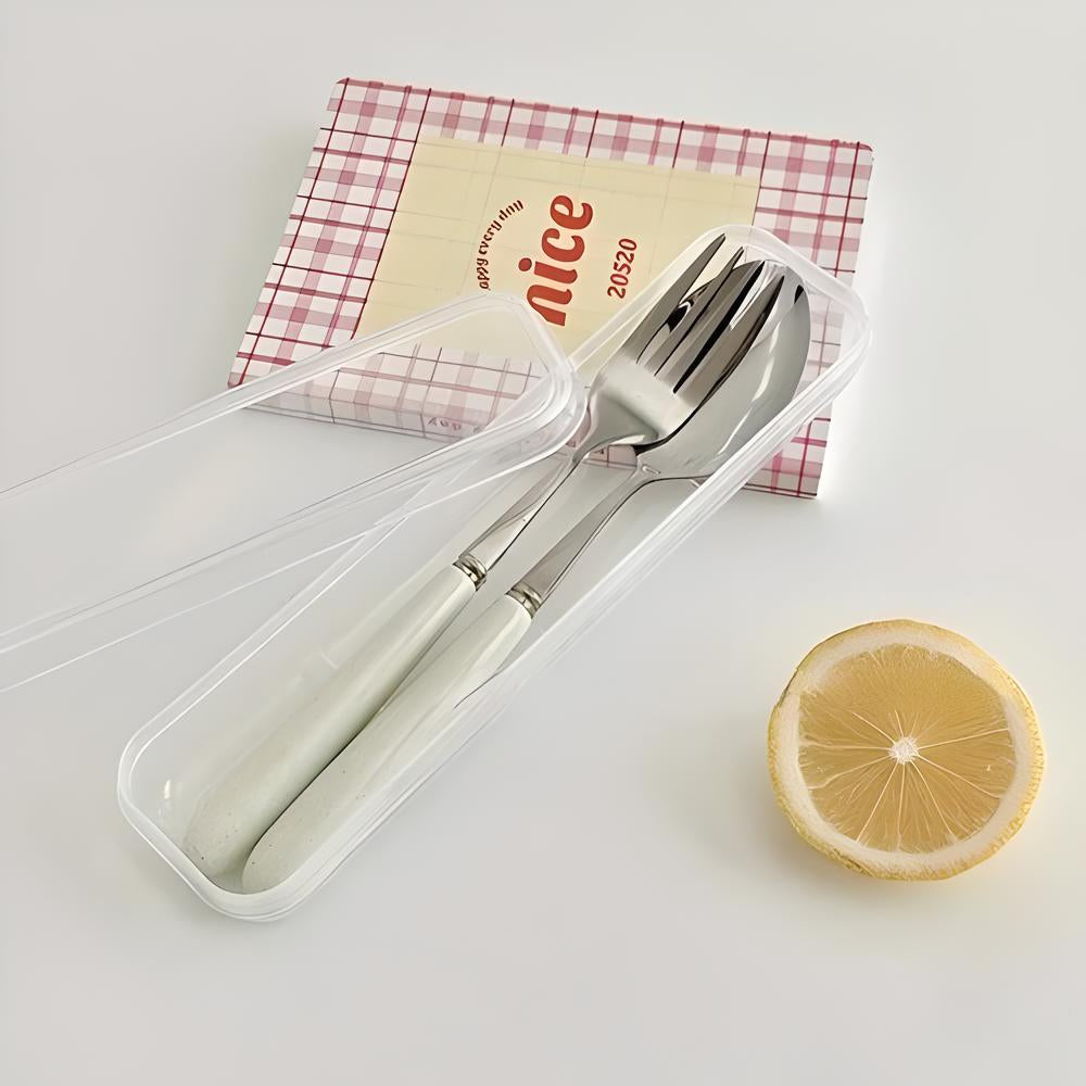Milk Green Ceramic Dish and Cutlery Set