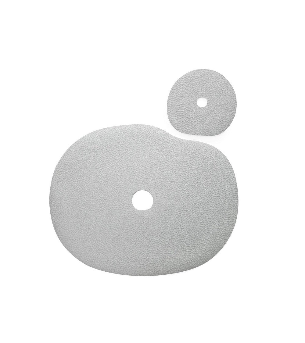 Natural leather placemat and coaster | grey blue