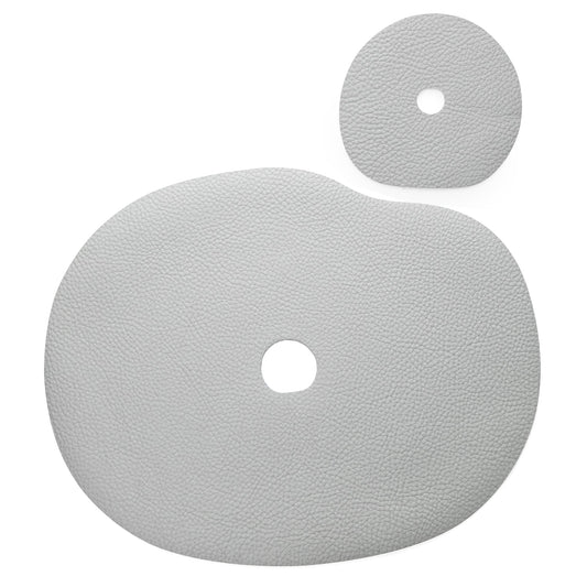 Natural leather placemat and coaster | grey blue
