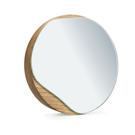 Cosmetic round mirror | oak wood or black