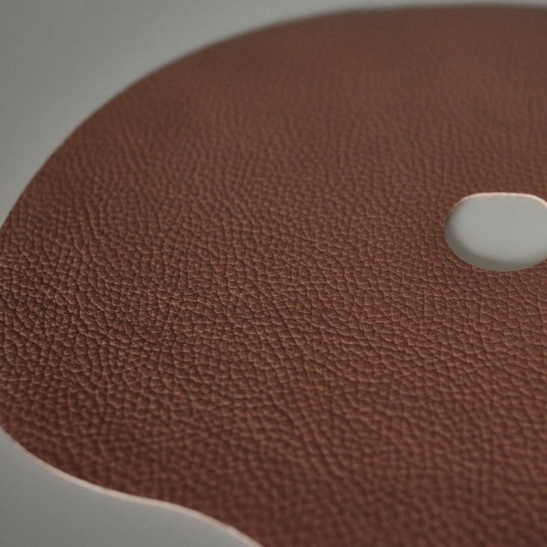Natural leather placemat and coaster | rust brown