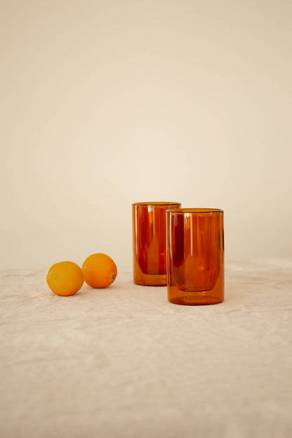 Double-Wall Amber Glass Set