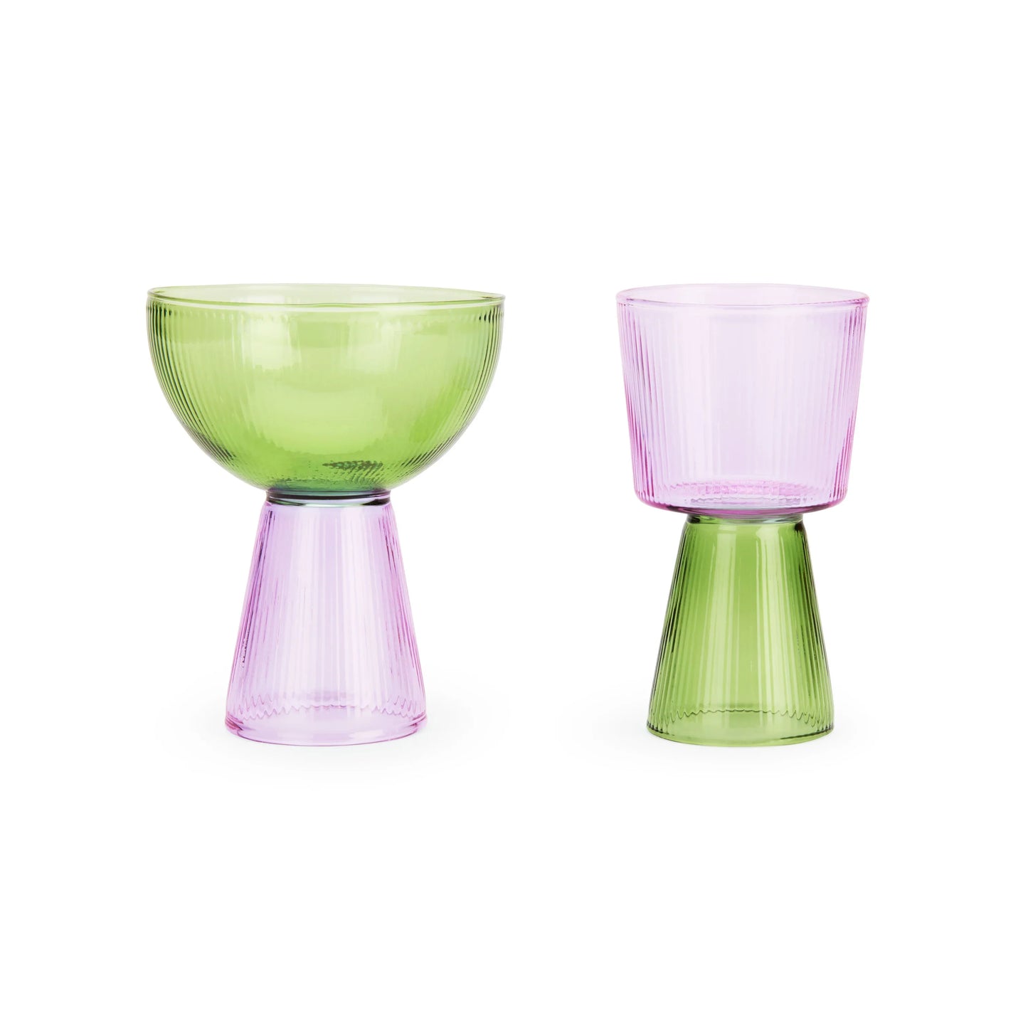 Set of 4 Oorun Didun Glass Cups by Yinka Ilori - Green/ Purple