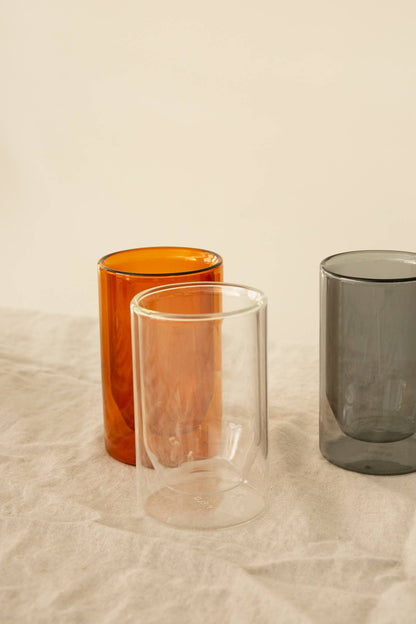 Double-Wall Amber Glass Set