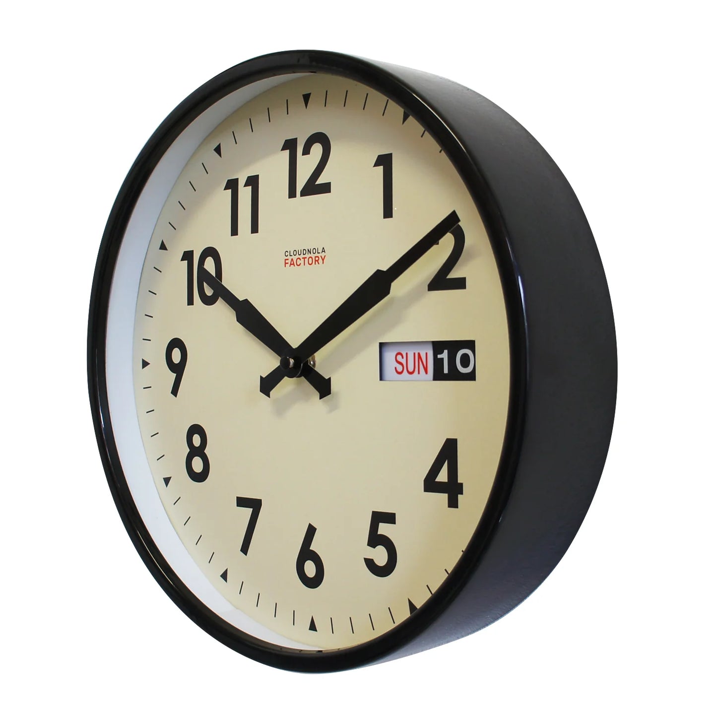 Factory Date Black - Diameter 11.81 - Wall Clock - Silent - Steel Case - Calendar