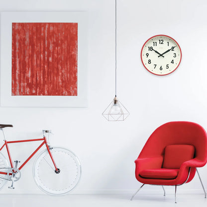 Factory Wall Red - Diameter 11.81 - Wall Clock - Silent - Steel Case