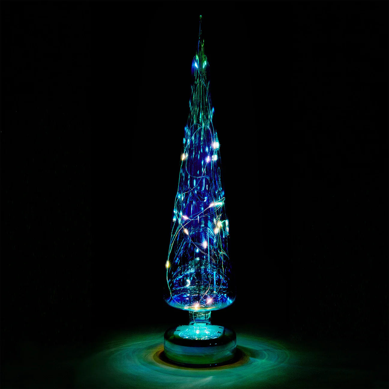 LED Glass Lighted Tree- Teal