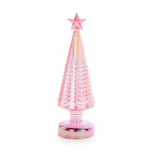 LED Glass Lighted Tree- Pink