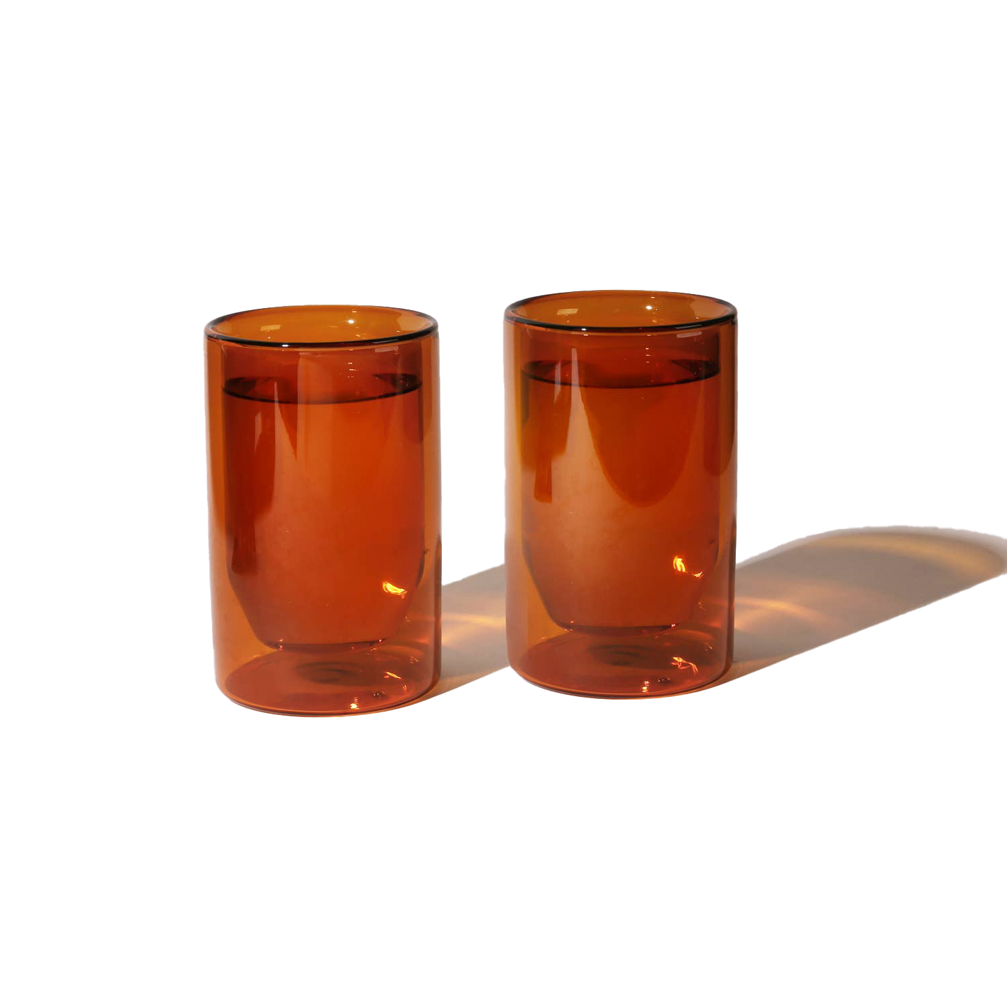 Double-Wall Amber Glass Set