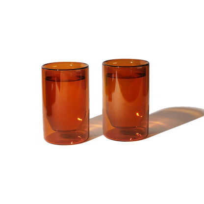 Double-Wall Amber Glass Set