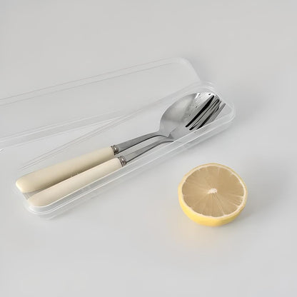 Milk Ceramic Dish and Cutlery Set