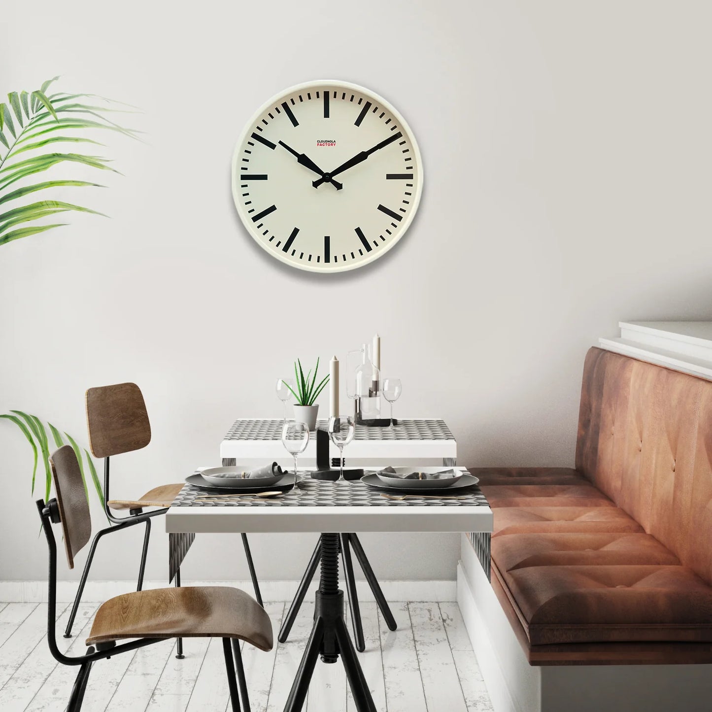 Factory XL White - Diameter 17.7 - Wall Clock - Silent - Steel Case