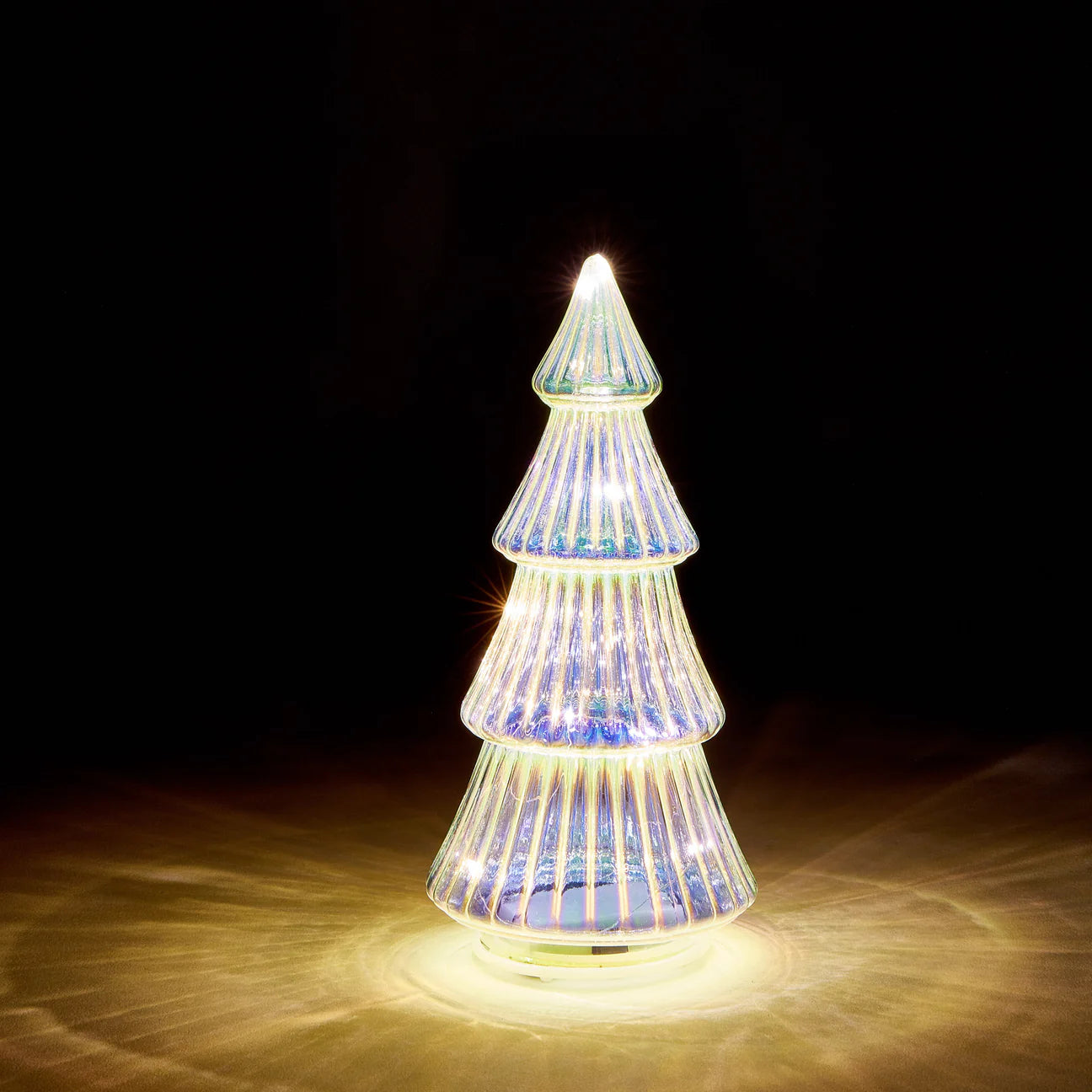 LED Glass Lighted Tree- Teal