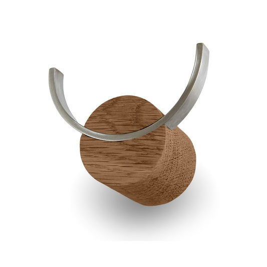 Wall hook DEER | walnut color oak wood, stainless steel