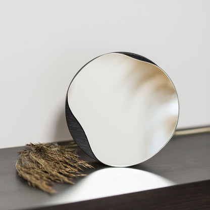 Cosmetic round mirror | oak wood or black