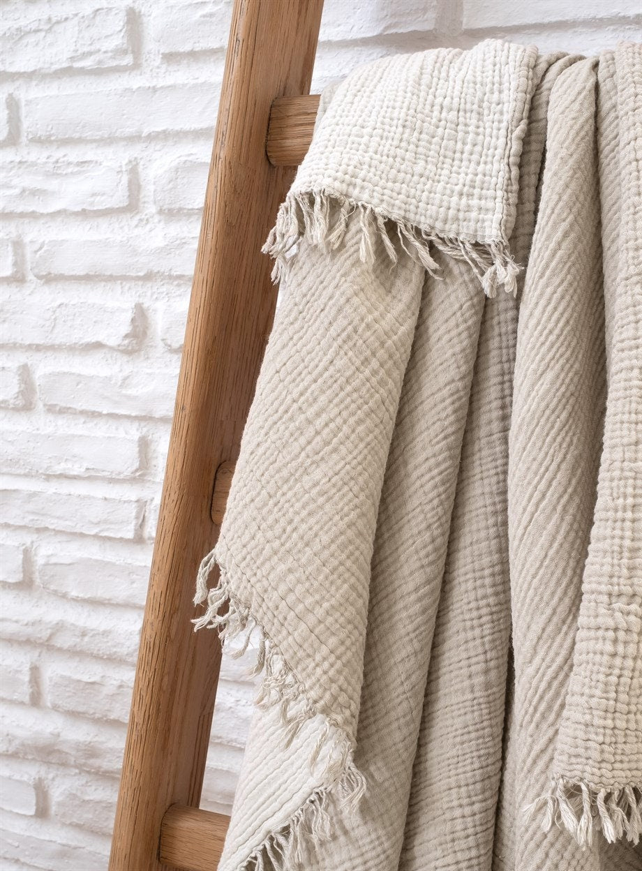 Boho Throw Blanket l Off white