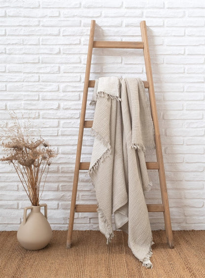 Boho Throw Blanket l Off white