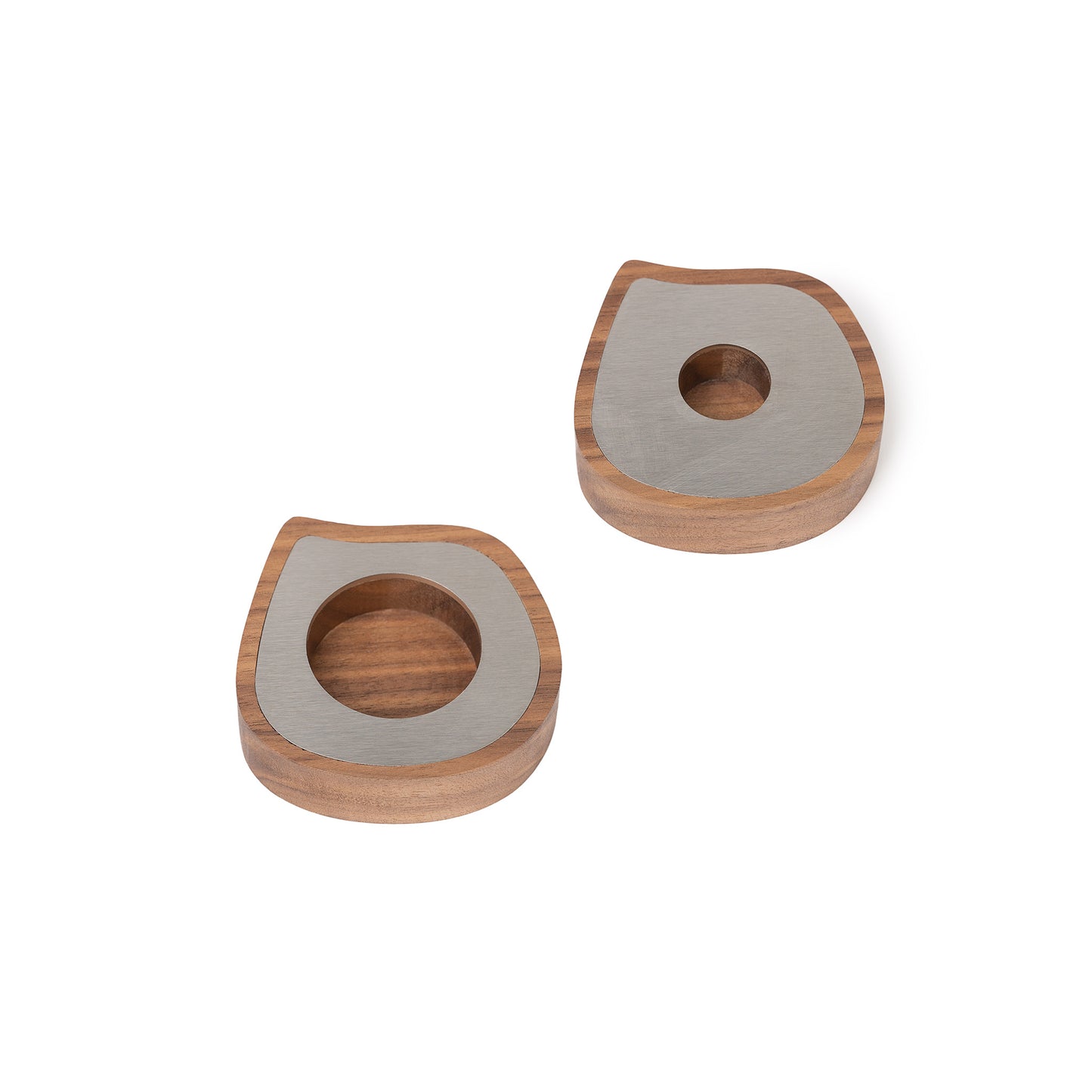 Taper candle or tealight holder | walnut, stainless steel